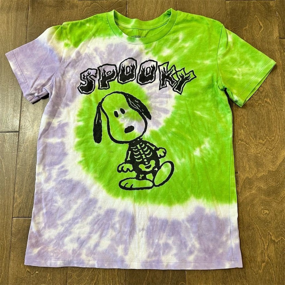 Peanuts Snoopy Spooky Tie-Dye T-Shirt Unisex M Halloween‎ Graphic